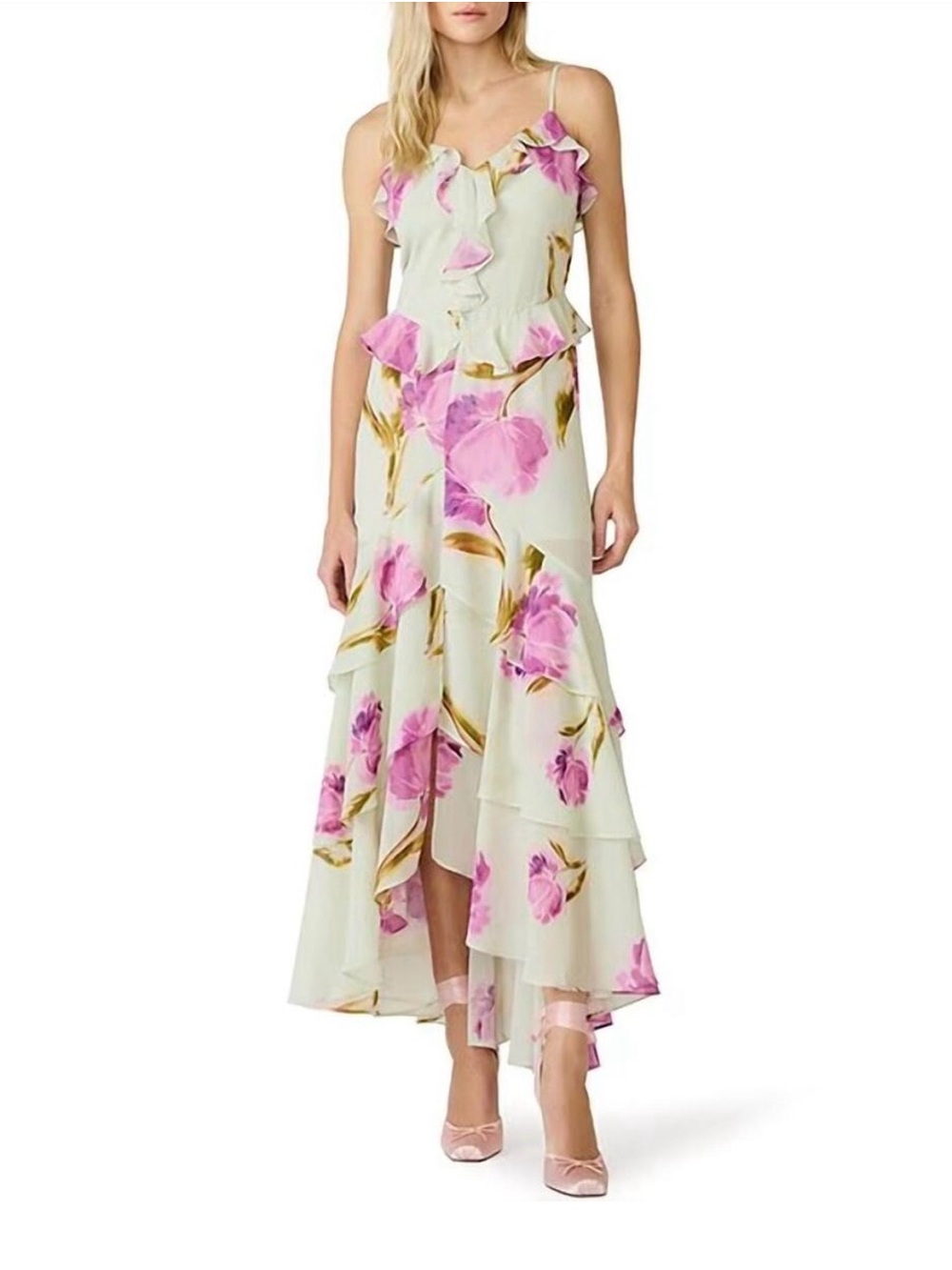 NWT Steve Madden Ciara Floral Print Ruffle Maxi Dress Size 4